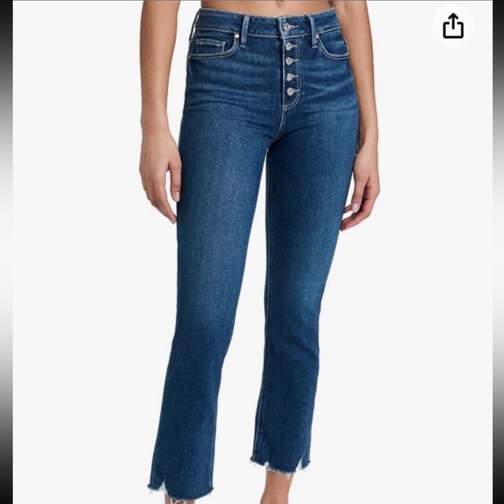 PAIGE Denim Cindy raw hem high waist straight jean